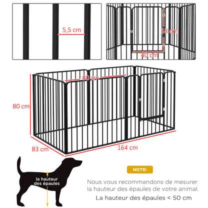 Hondenren – Puppyren – Hondenbench – Dierenren – Konijnenren – 6 Panelen 80x80 cm – Duurzaam Staal Zwart – 80 cm Hoog – Met Deur en Veilig Slot