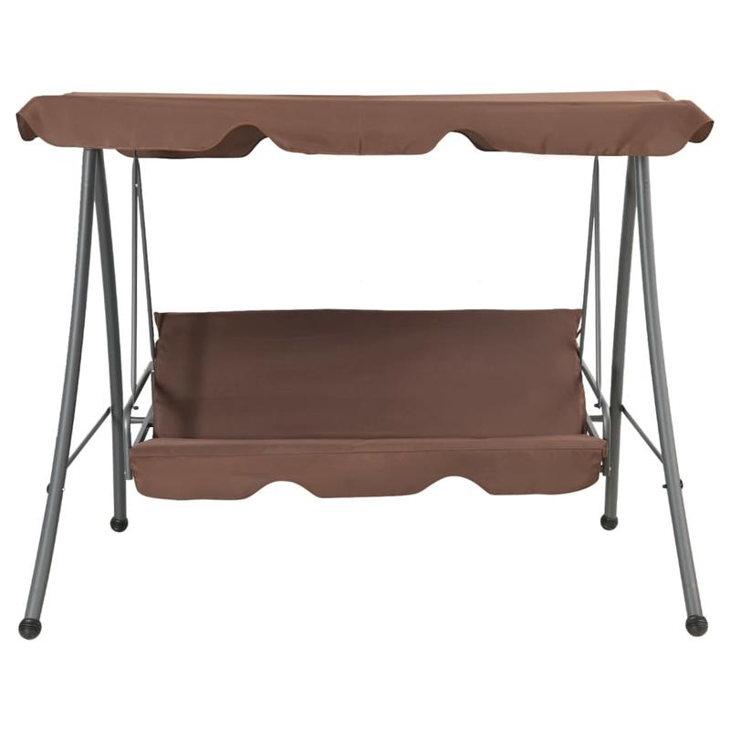 Hangstoel – Schommelstoel – Hangbank – Hangstoel Met Frame – Buitenschommel – Gepoedercoat Staal – Verstelbaar Zonnedak – Extra Brede Zitplaats 192x118 cm – Weerbestendig Bruin Polyester – Omvormbaar Tot Bed