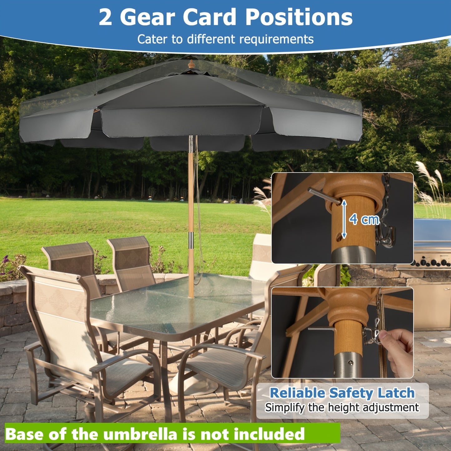 Parasol – Tuinparasol – Balkonscherm – Terrasparasol – Zweefparasol – 300 cm – UV-Beschermend & Kantelbaar met Ventilerende Bovenkant