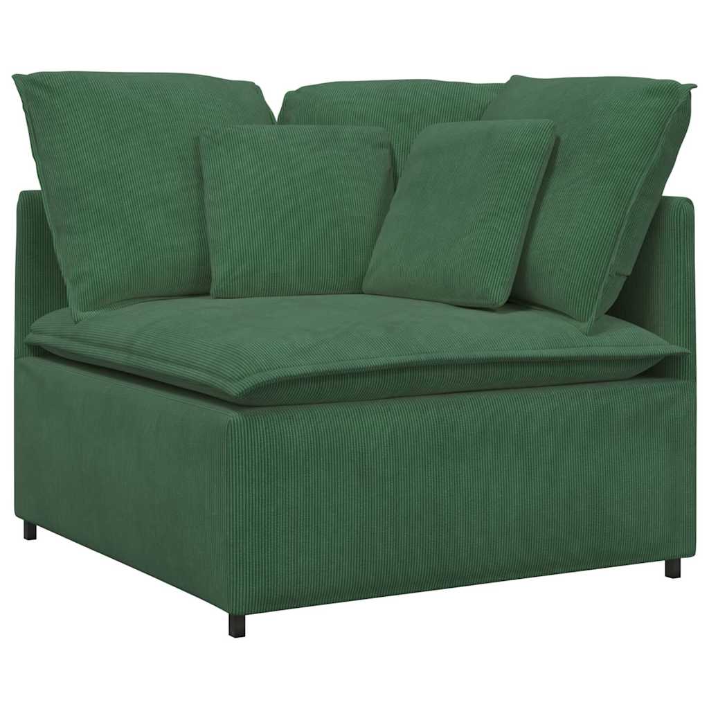 Hoekbank – Modulaire Bank – Loungebank – Sofa – Zithoek – Donkergroen – Corduroy Stof – Stevig Metalen Frame