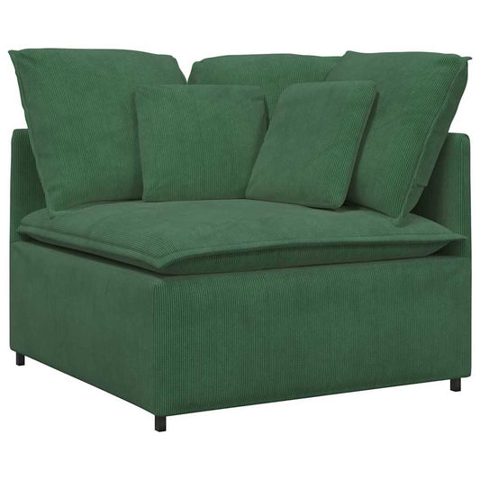Hoekbank – Modulaire Bank – Loungebank – Sofa – Zithoek – Donkergroen – Corduroy Stof – Stevig Metalen Frame