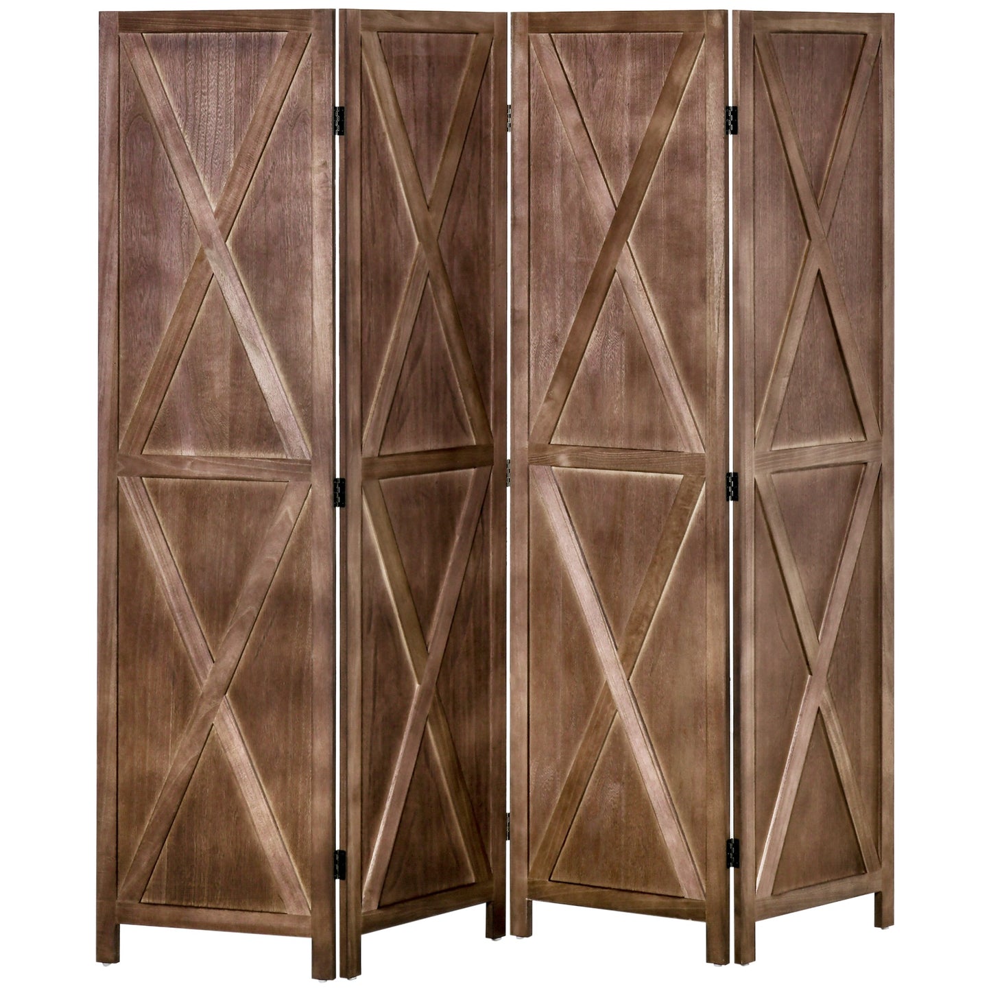 Roomdivider – Kamerscherm – Scheidingswand – Paravent – Vakkenkast – 4-delig – Paulownia Hout – 182x170 cm – Rustiek Chic