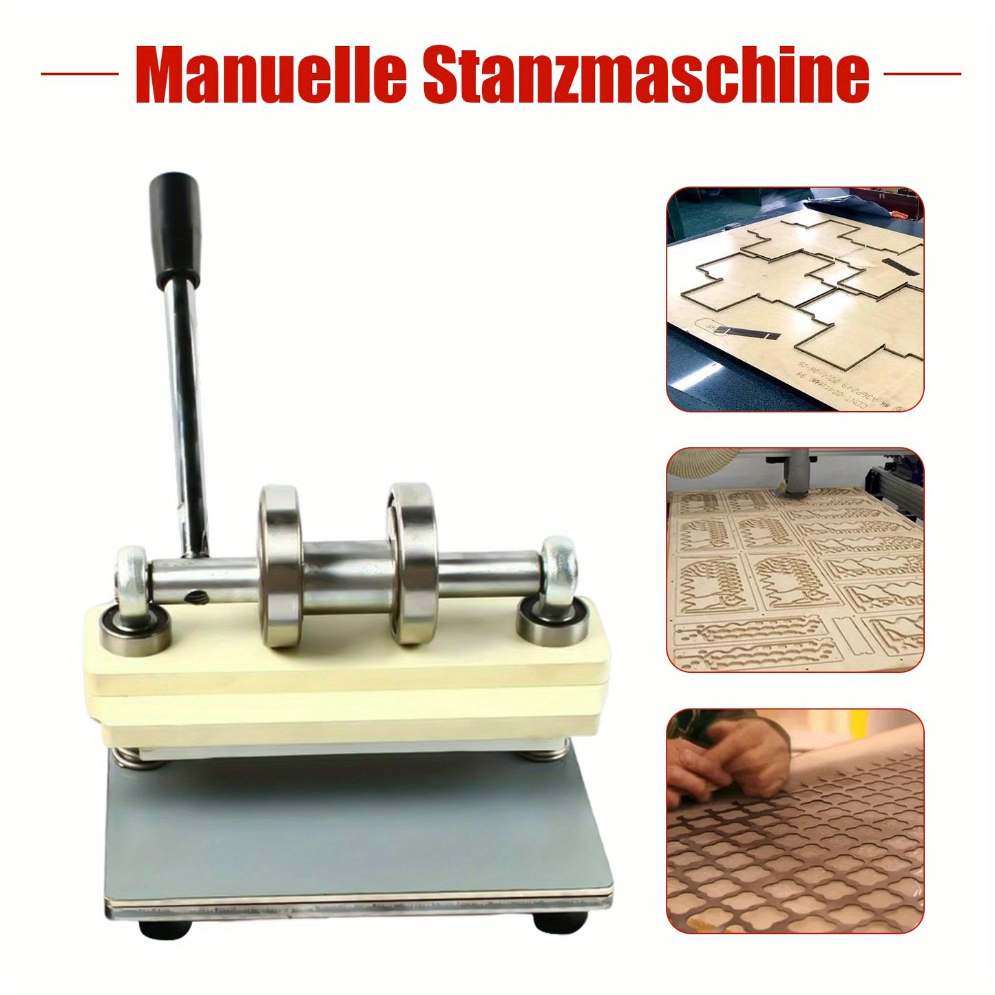 Stansmachine – Uitstanstoestel – Embossingmachine – Ponsmachine – Snijmachine – Roestvrij Staal – Handmatige Hefboom 210 mm