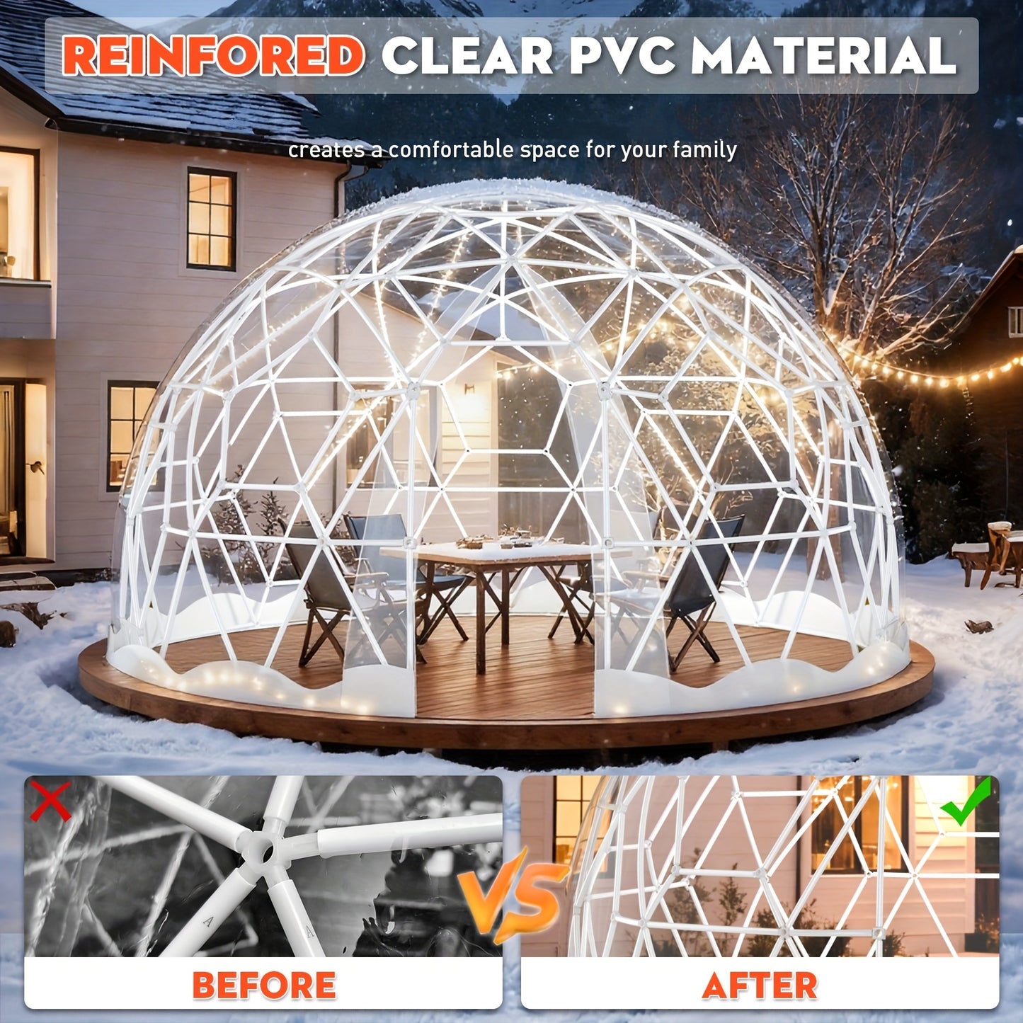 Kas – Tuinkoepel – Broeikas – Buiten Tent – Tuin Iglo – 3,6 Meter – UV-bestendig PVC – Inclusief Led Lichtsnoeren
