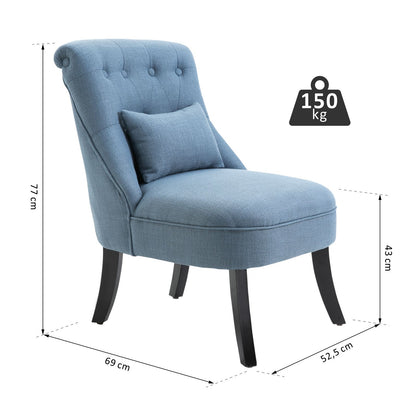 Fauteuil – Relaxfauteuil – Leunstoel – TV Stoel – Zitstoel – Linnen Bekleding – Rugkussen – 52,5x69x77 cm – Massief Rubberhout