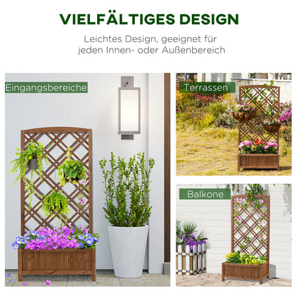 Plantenrek – Bloemenstandaard – Plantenbak – Plantentafel – Klimrek – Houten Verhoogde Plantenbak – Geel – 60x30x122,5 cm – Duurzaam Vurenhout