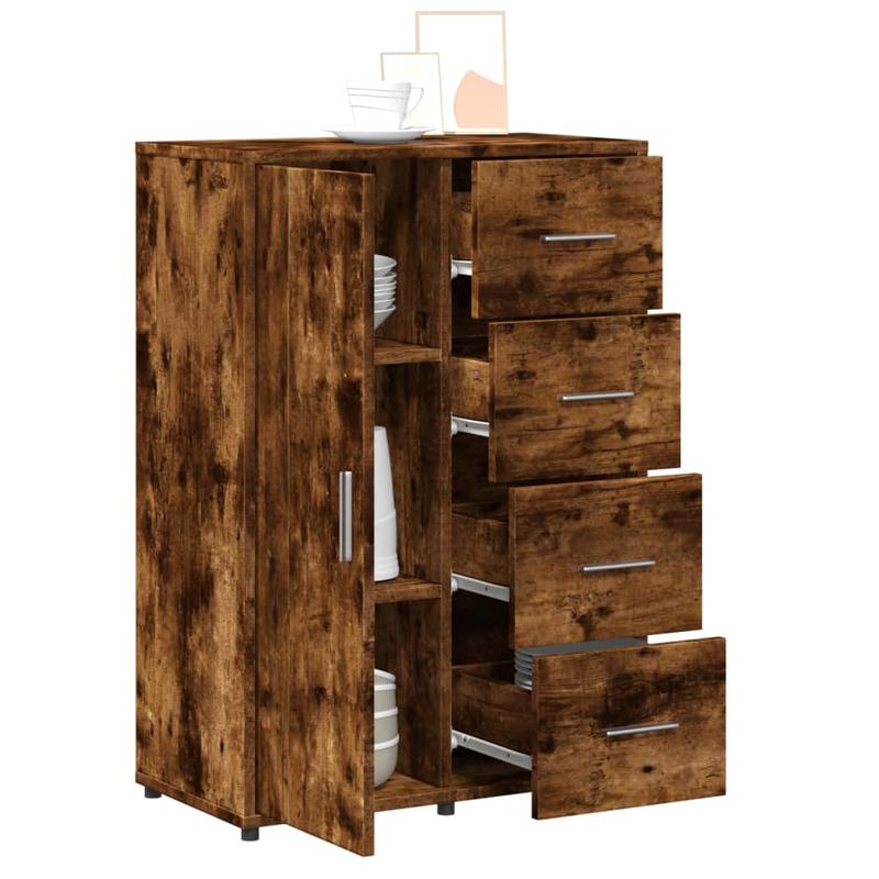 Sideboard Smoked Oak 60X31X84 Cm Wood-Based Material/Side Table/Storage Cabinet/Telephone Table/Cabinet/Storage Box. This Cabinet Offers Ample Storage Space And Can Neatly Store Various Everyday Items to Maintain Order in You