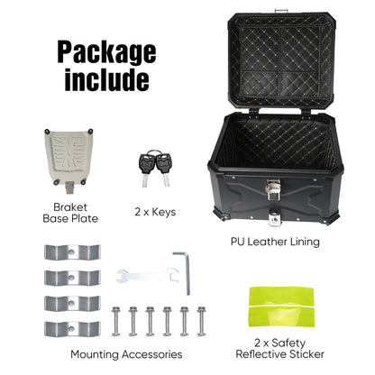 Motor Bagagekoffer – Motor Koffer – Helm Koffer – Motor Topcase – Motor Tas – 65L Grote Capaciteit – Duurzame Aluminiumlegering