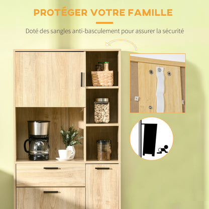 Keukenbuffet – Keukenkast – Opbergkast – Sideboard – Keukenmeubel – Natuurlijk Hout – Anti-omval Systeem – Kabeldoorvoer