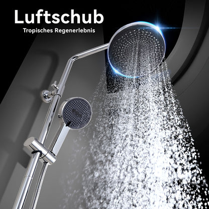 Doucheset – Regendouche – Douchekolom – Thermostaatkraan – Handdouche – Ronde 255 mm Regendouchekop – Verstelbare Roestvrijstalen Douchearm