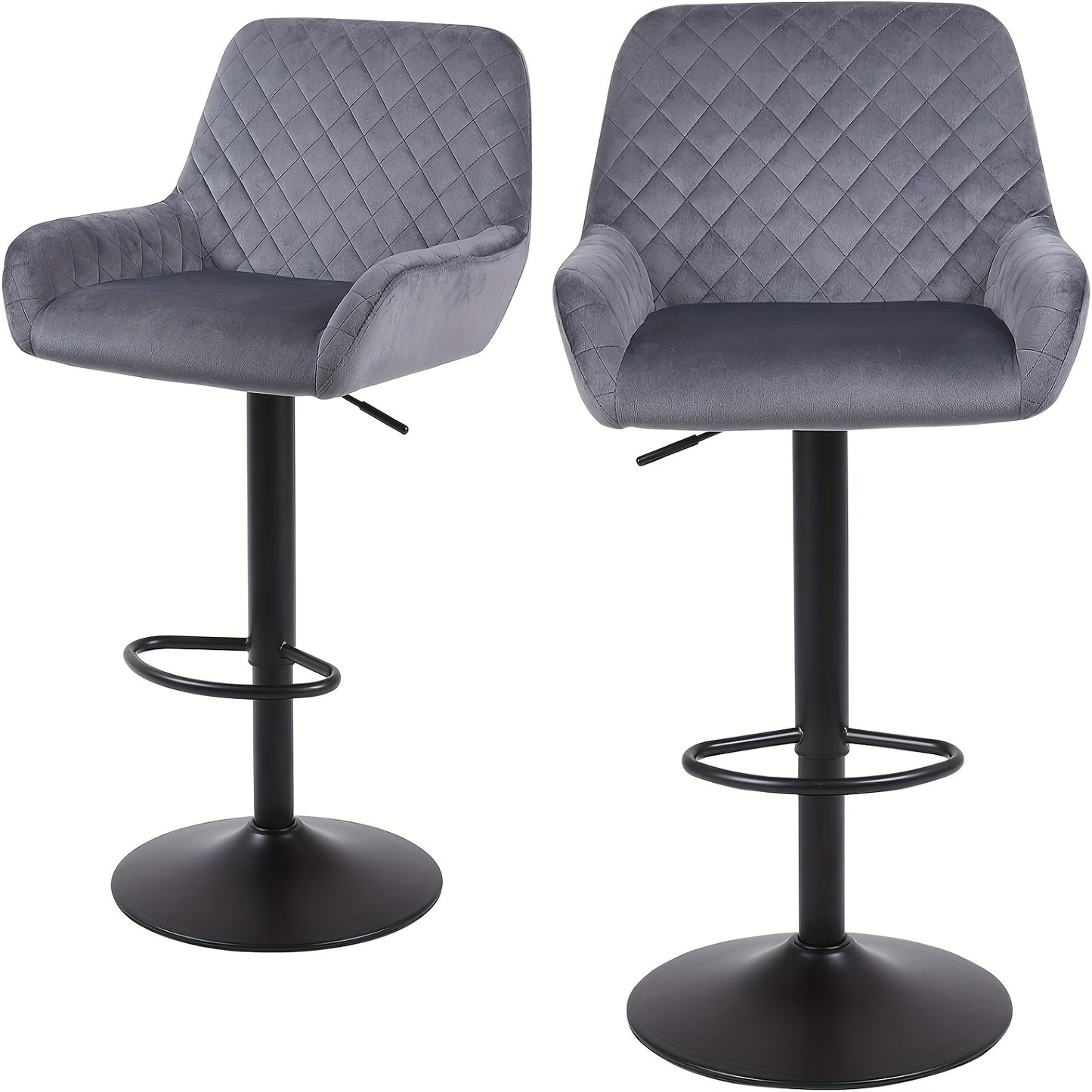Barstoel – Barkruk – Barstoelkruk – Bistrostoel – Barhocker – Set Van 2/3/4 – Verstelbaar In Hoogte – 360° Draaibaar – Zwanenfluweel Bekleding – Met Rugleuning – Max. 150 kg Belastbaar – Zwart Grijs Bruin