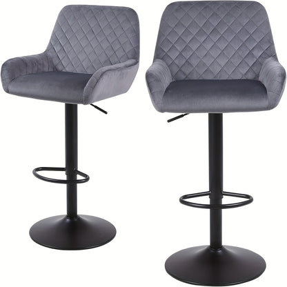 Barstoel – Barkruk – Barstoelkruk – Bistrostoel – Barhocker – Set Van 2/3/4 – Verstelbaar In Hoogte – 360° Draaibaar – Zwanenfluweel Bekleding – Met Rugleuning – Max. 150 kg Belastbaar – Zwart Grijs Bruin
