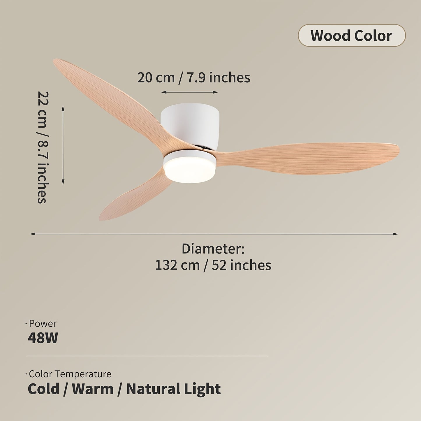 Plafondlamp – Plafondverlichting – Plafonnière – Verlichtingsarmatuur – Hanglamp – Houtkleur – Afstandsbediening – Infraroodsensor