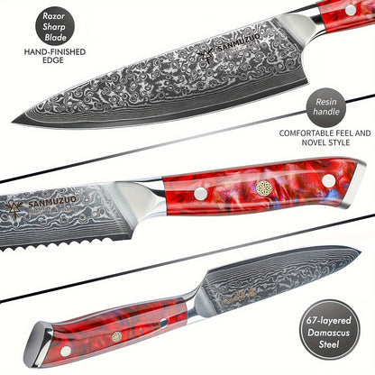 Koksmes Set – Messenset – Keukenmessen – Snijset – Profi Messen – Groen – Japans VG-10 Staal – Ergonomische Resin Handgrepen