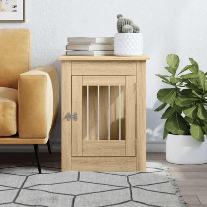 Hondenbench – Hondenkooi – Hondenhuis – Hondenbox – Hondenrek – Houten Sonoma Eiken – Stevige Massief Hout Constructie – Met Slot & Bijzettafel Capaciteit 40 kg