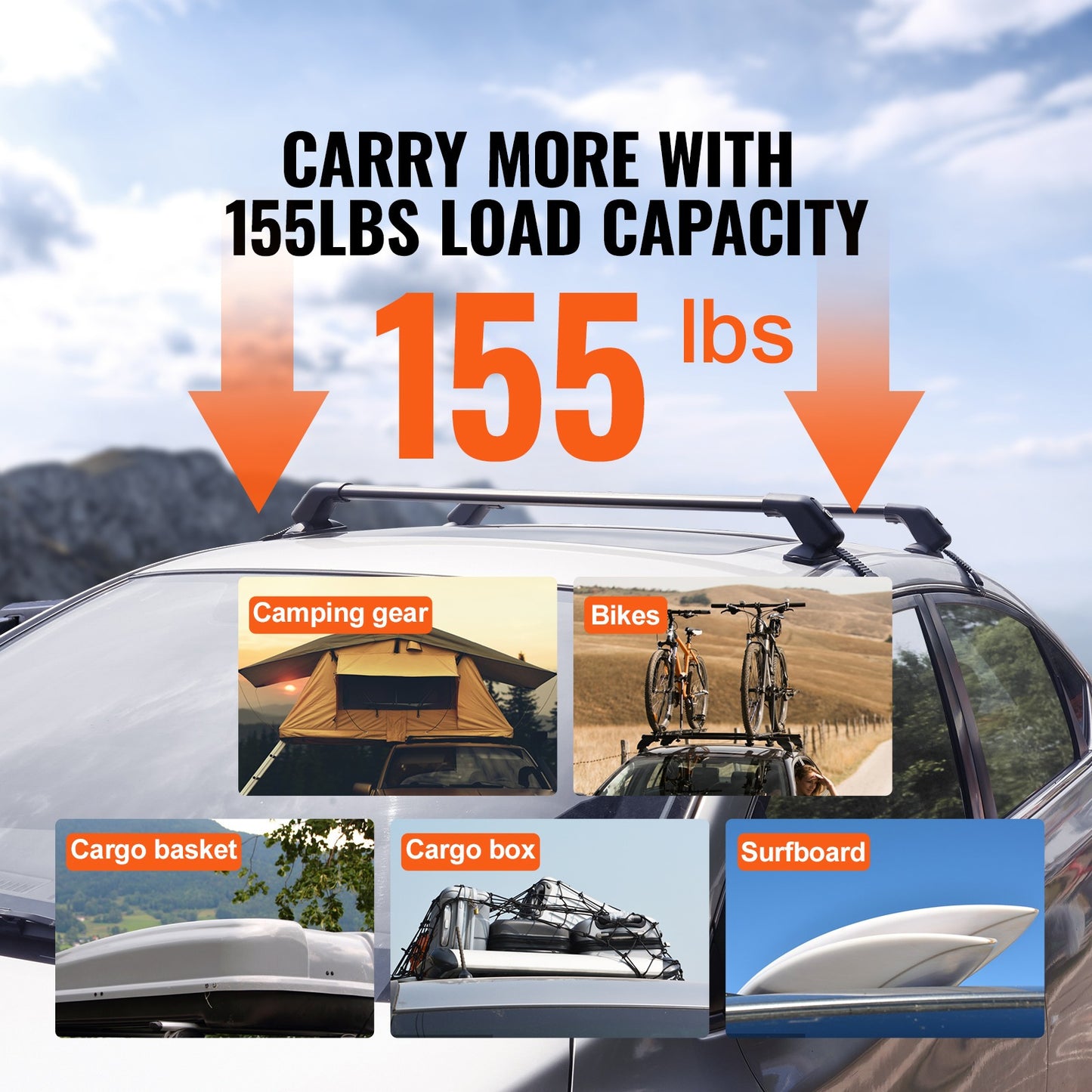 Universele Dakdrager Kruisliggers – Dakdragers – Roof Bars – Dakbeugel – Auto Draagbalken – Aluminium 6063-T6 – Draagvermogen 70 kg – Verstelbaar Zonder Boren – Anti-diefstal Slot