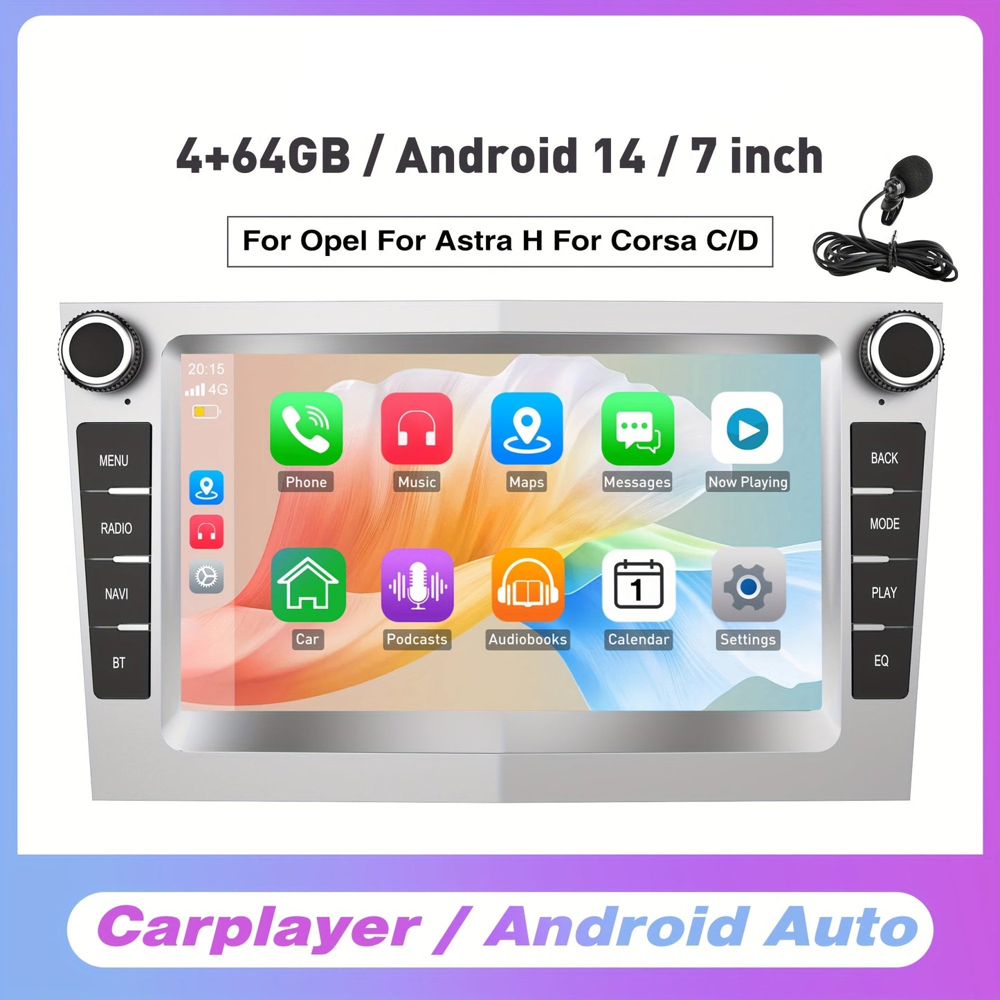 Auto Radio – Autoradio – Multimedia Systeem – Car Stereo – Inbouw Radio – 7 Inch HD IPS Touchscreen – Android 14.0 met Wi-Fi & Bluetooth
