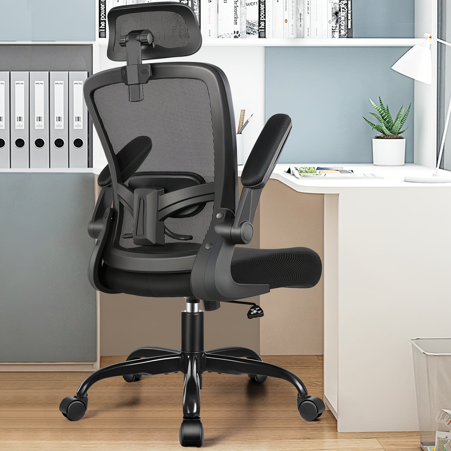 Ergonomische Bureaustoel – Kantoorstoel – Draaistoel – Werkstoel – Gamestoel – Verstelbare Lendensteun – 360° Rotatie – Donkergrijs