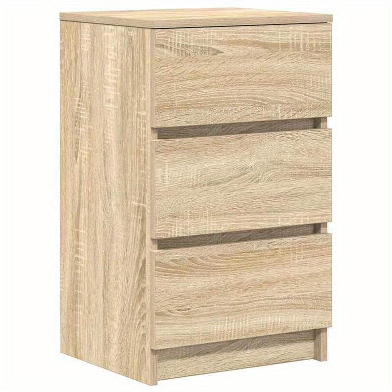 Nachtkastje – Bijzettafel – Nachtkast – Ladekastje – Opbergkast – Set van 2 – 3 Lades – Massief Eikenhout – Compact 39x35x65 cm