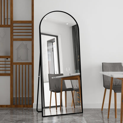 Staande Spiegel – Passpiegel – Wandspiegel – Full Body Spiegel – Grote Spiegel – Minimalistisch Zwart Aluminium Frame – 180x80 cm – Breukveilige Bescherming