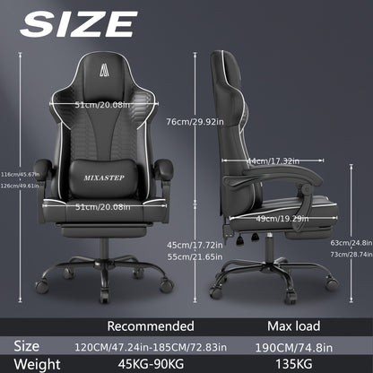 Gaming stoel – Gaming chair – Bureaustoel – Computestoel – Gamerstoel – Wit – Ergonomisch Design – 360 Graden Draaibaar