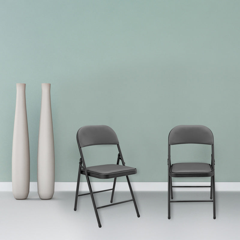 Klapstoel – Vergaderstoel – Vouwstoel – Bureaustoel – Stapelstoel – Set Van 6 Grijs – Ergonomisch Comfort – Onderhoudsvriendelijk Kunstleer