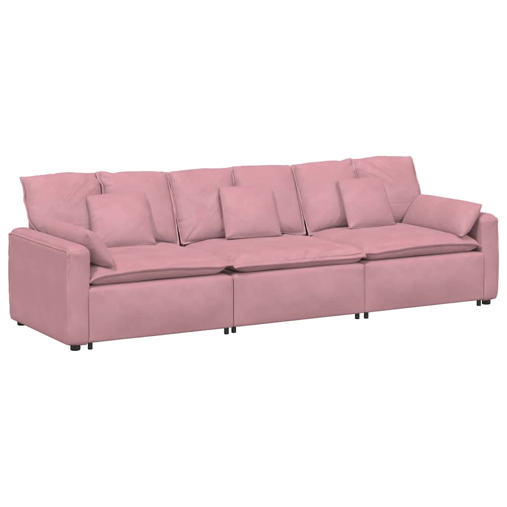 Hoekbank – Modulaire Bank – Loungebank – Zitbank – 3-zitsbank – Lichtgrijs – Polyester Bekleding – Stevig Metalen Frame