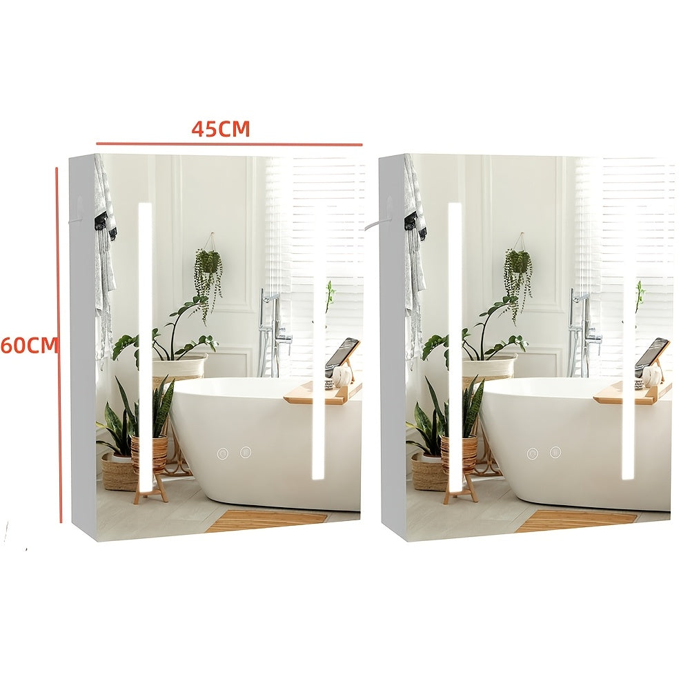 Badkamerspiegel – Spiegelkast – Medicijnkast – Wandkast – Spiegelkast Met Opbergruimte – Set Van 2 – 60x45 cm – Verstelbare Planken – Wandmontage