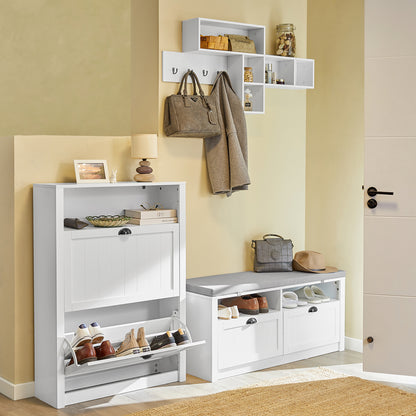 Schoenenkast – Schoenenrek – Schoenenopberger – Opbergkast – Halmeubel – Compact 80x24x110 cm – MDF Met 2 Laden En Extra Opbergruimte