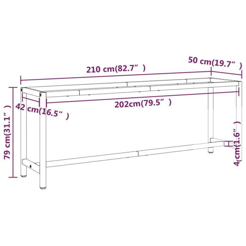 Werkbank – Werktafel – Werkplek – Werkstation – Werkblad – Metaal – Mat Zwart Rood – 210x50x79 cm – Robuust & Stabiel - QUORE