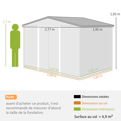 Tuinhuisje – Tuinschuur – Berging – Opbergschuur – Metalen Tuinkast – 5,4 m² – Gegalvaniseerd Staal – Schuifdeuren Met Slot – Ventilatieroosters – Antraciet