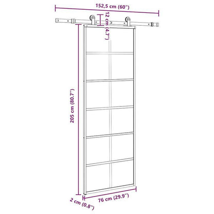 Sliding door met seizure 76x205cm ESG-glass en aluminium Practical, removable, suitable for all seasons