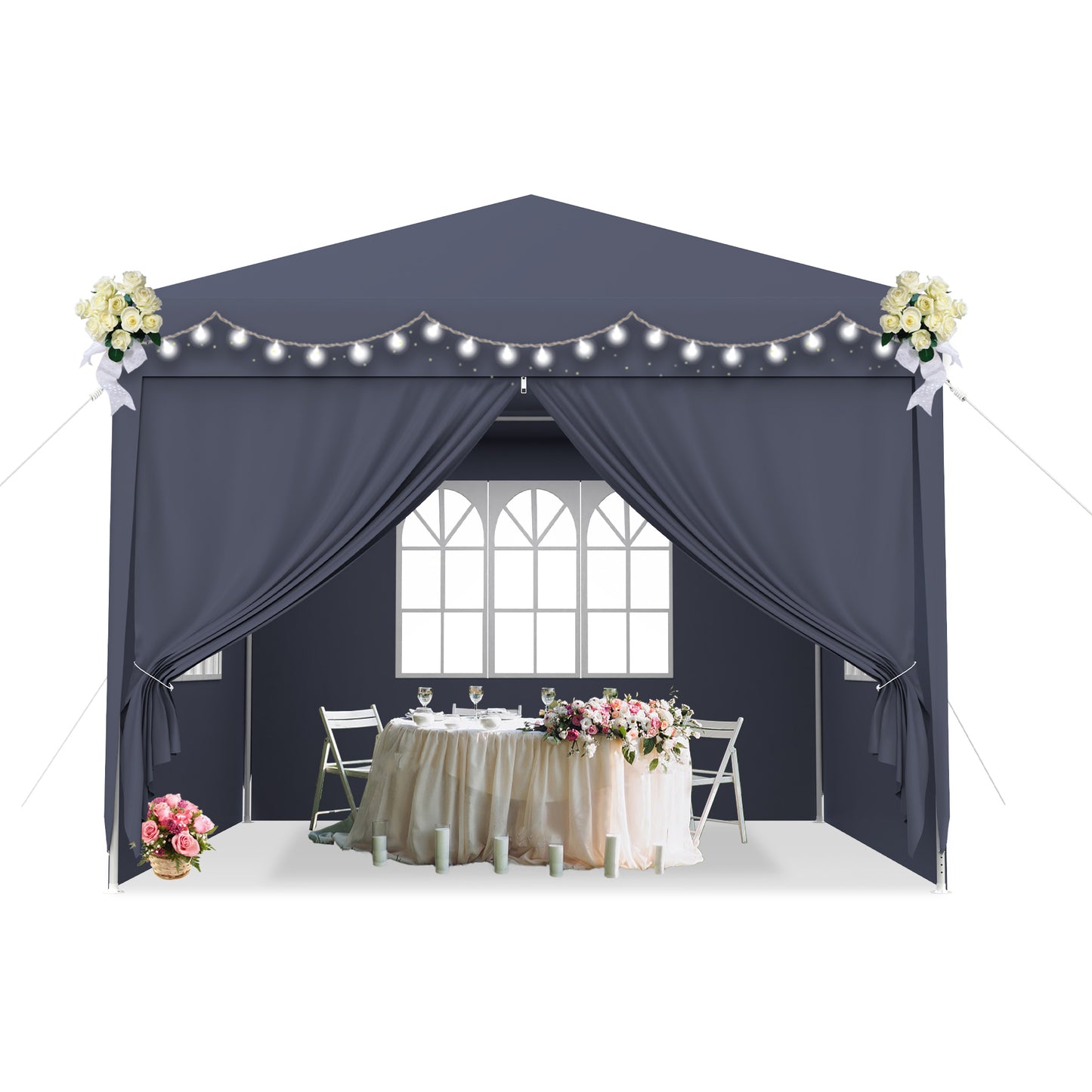 Partytent – Feesttent – Paviljoen – Tuintent – Overkapping – 3x9m – Waterdicht Polyethyleen Doek – Stevig Stalen Frame