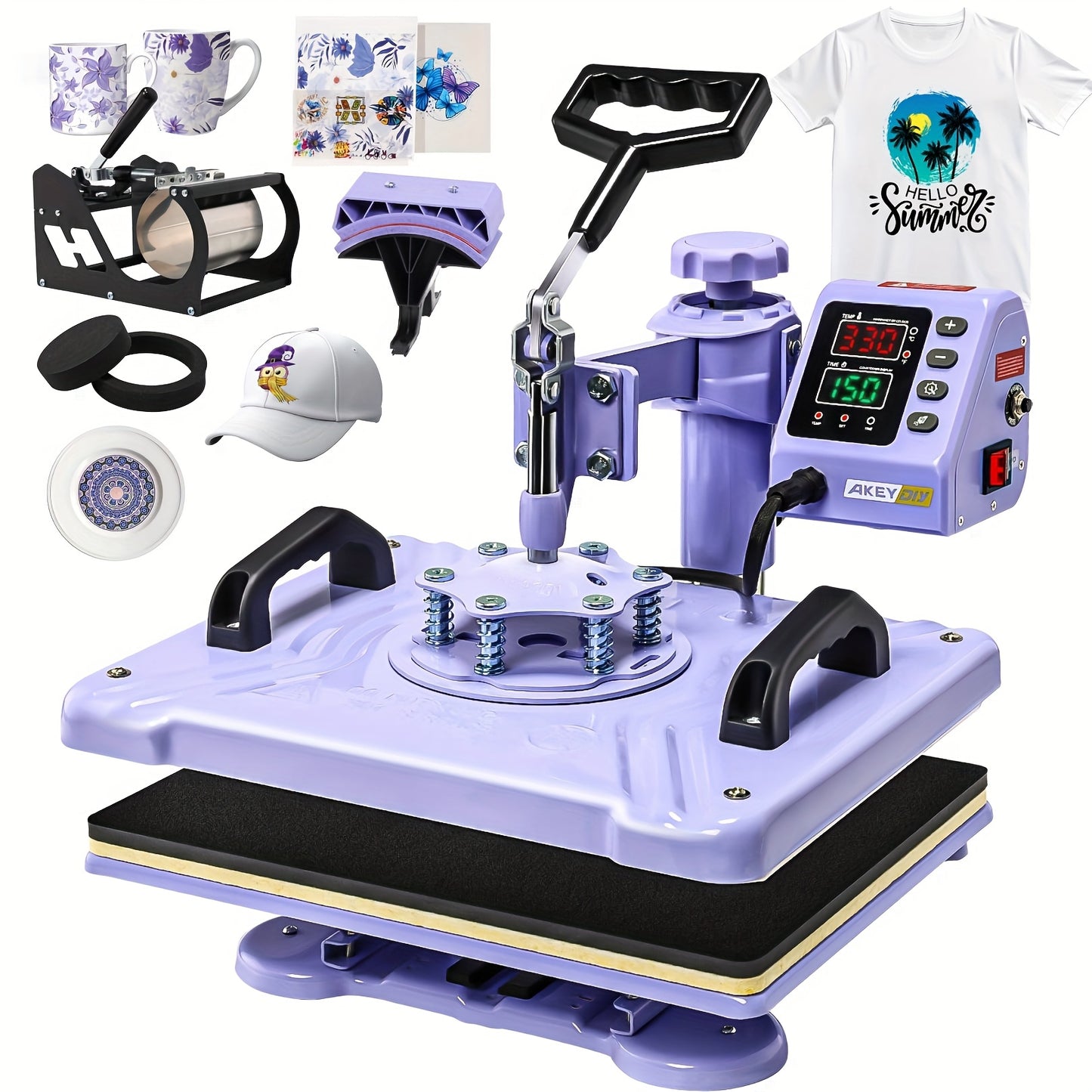 Transferpers – Hittepers – Warmte Persmachine – Heat Press – Textielpers – 38,1x30,48 cm – 8-in-1 Multifunctioneel – 360° Swing-Away Functioneel