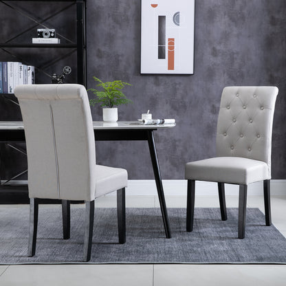 Eetkamerstoel – Keukenstoel – Stoel – Armstoel – Stoel Met Hoge Rugleuning – Comfortabel Linnen Bekleed – Robuuste Houten Poten 47x61x101 cm