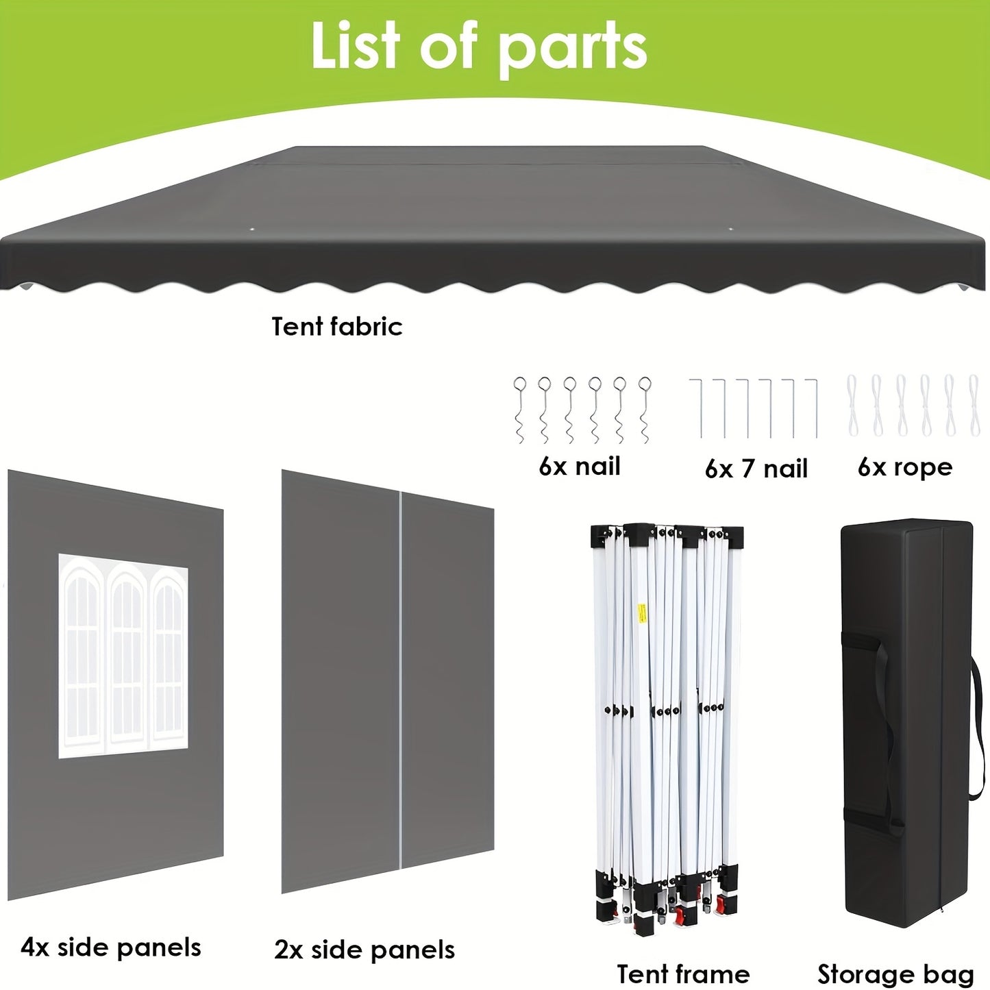 Gazebo 3x6 – Opvouwbare Tent – Partytent – Paviljoen – Tuinpaviljoen – Grijs – Stevig Metalen Frame – UPF 50+ Zonnebescherming