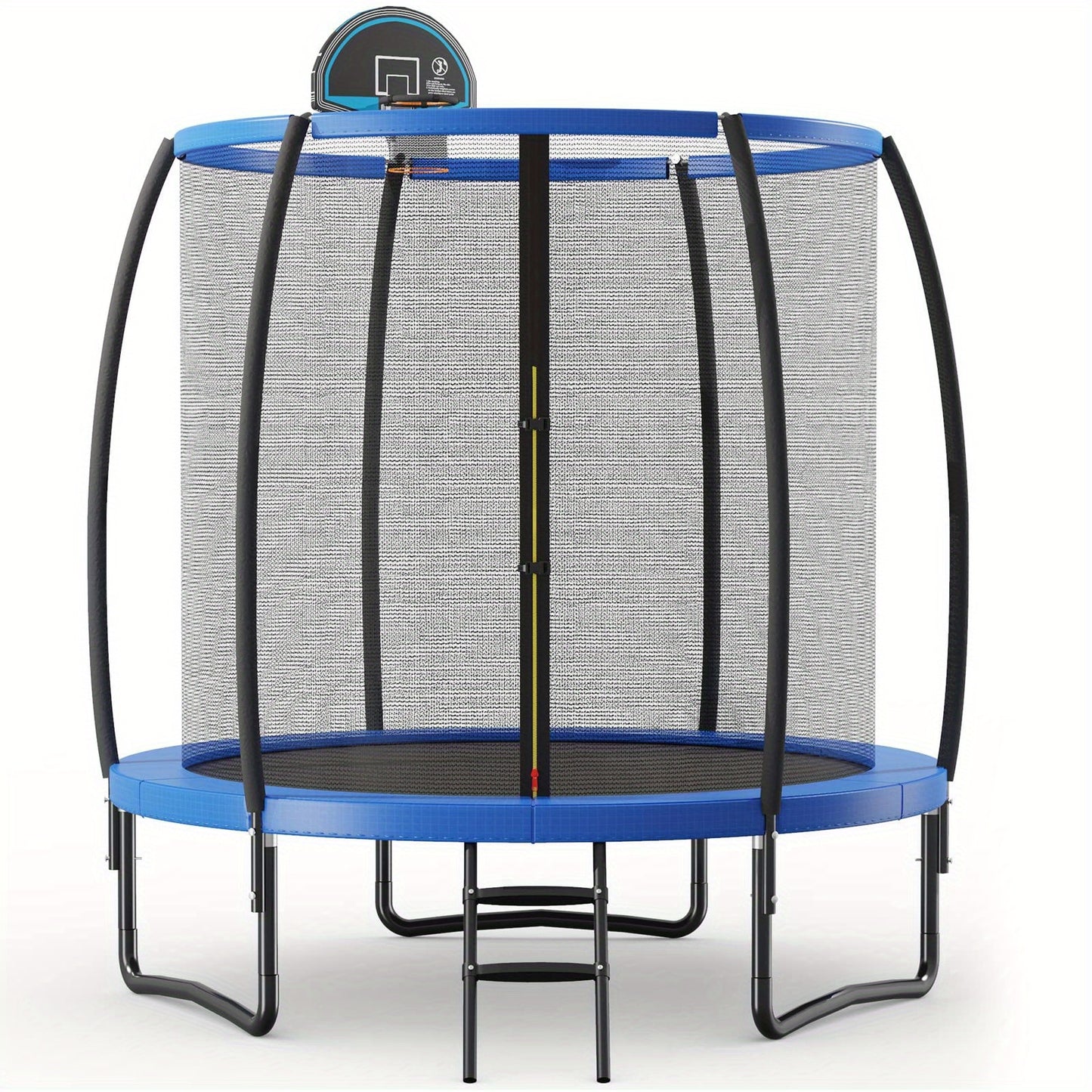Trampoline – Springkussen – Springnet – Mini Trampoline – Rebounder – Met Veiligheidsnet – Ronde Trampoline 203 cm – Gegalvaniseerd Staal – Basketbalring – Antislip Ladder – Blauw