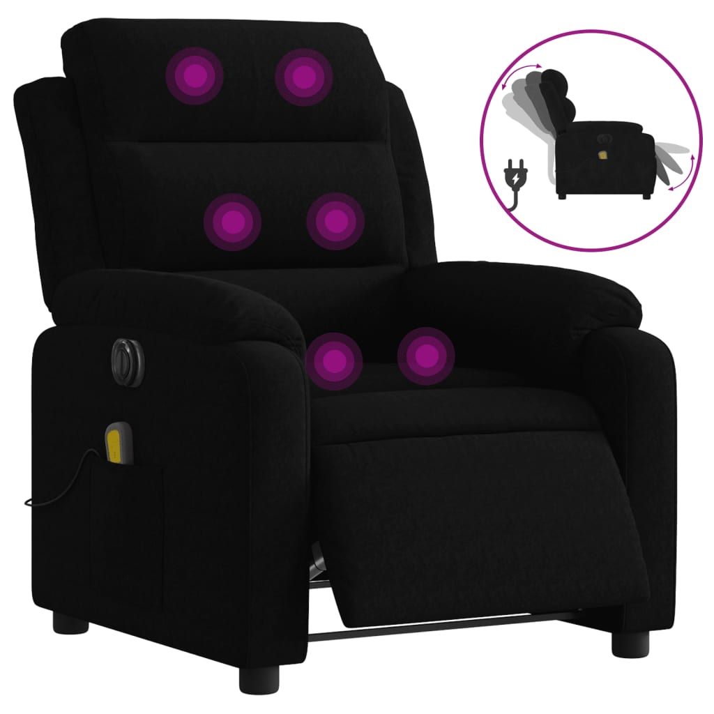 Elektrische Relaxfauteuil – Relaxstoel – Ligstoel – Zithoekstoel – Powerstoel – Zwart – Fluwelen Bekleding – Elektrisch Verstelbaar tot 135 Graden