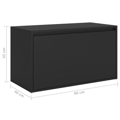 Halbank – Opbergbank – Schoenenbank – Zitbank – Bank Met Ottoman – Modern Zwart Gelakt Spaanplaat – Compact Formaat 78,7x40x45 cm