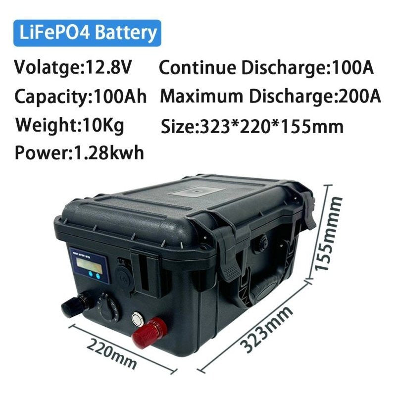 LiFePO4 Accu – Lithium Batterij – Bootaccu – Zonne-energie Accu – Noodstroom Accu – 12V 100Ah – Lichtgewicht & Langdurige Capaciteit