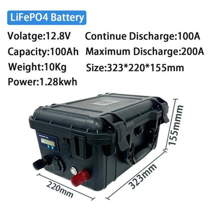 LiFePO4 Accu – Lithium Batterij – Bootaccu – Zonne-energie Accu – Noodstroom Accu – 12V 100Ah – Lichtgewicht & Langdurige Capaciteit