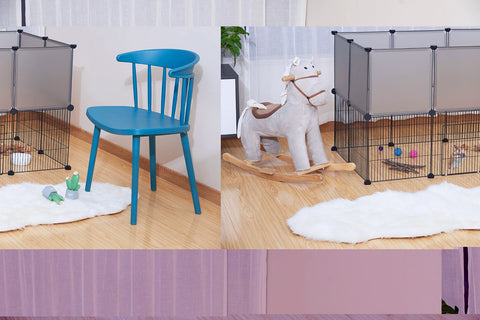 Dierenren - Kat - Hond - Binnenhuis - Ren - Buitenhuis - 107 cm x 72 cm x 72 cm - Grijs