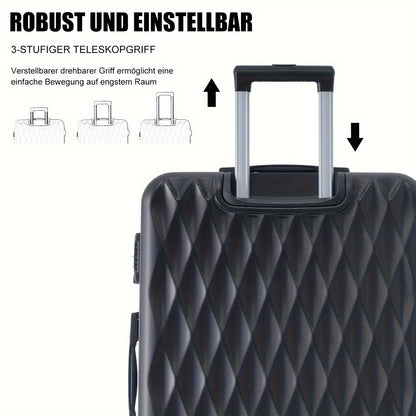 Kofferset – Reiskoffer – Bagage – Harde Koffer – Handbagage – ABS Hard Shell – TSA Cijferslot – 4 Zwenkwielen – Inclusief Cosmeticatasje – Zwart