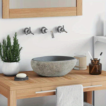 Oval River Stone Wastafel – Natuursteen Wasbak – Badkamer Fontein – Bovenop Wastafel – Steen Kom – 29-38x24-31 cm – Gemengde Kleur – Geen Hout – Makkelijk Schoon Te Maken