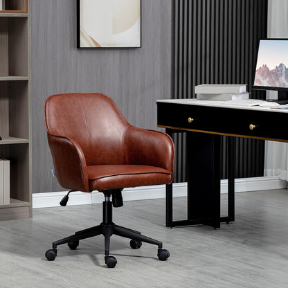 Bureaustoel – Kantoorstoel – Bureaustoelen – Bureau Stoel – Office Chair – Verstelbaar – Schommel­functie – Hardhouten Frame – Bruin Kunstleer – Max. 120 kg