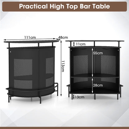 Bartafel – Barunit – Home Bar – Bar Meubel – Sta Bartafel – Met Opbergruimte En Glazenhouders – Met Metalen Frame En Voetensteun