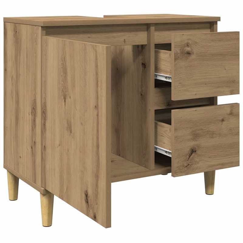 Waskastje – Onderkast – Badkamerkast – Opbergkast – Kast Voor Wastafel – Artisan Eikenhout – Compact 65x33x60 cm – Ruimtebesparend Ontwerp – Modern Minimalistisch