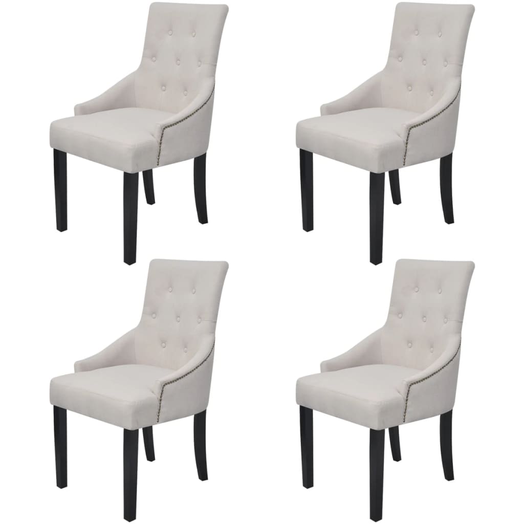 Eetkamerstoel – Eetkamerstoelen – Keukenstoel – Stoel – Kuipstoel – Set van 4 – Gestoffeerd met Armleuningen – Massief Houten Frame