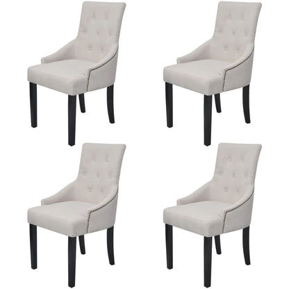 Eetkamerstoel – Eetkamerstoelen – Keukenstoel – Stoel – Kuipstoel – Set van 4 – Gestoffeerd met Armleuningen – Massief Houten Frame