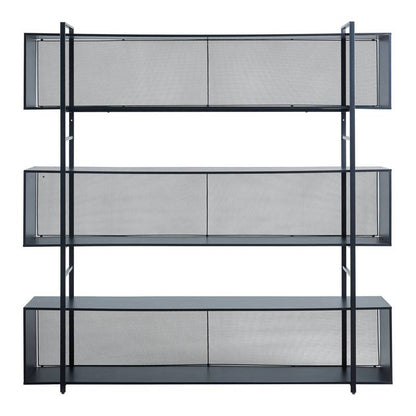 Boekenkast – Vakkenkast – Opbergkast – Open Kast – Wandrek – Zwart Metalen Frame – 3 Ruime Vakken – 180x180x33 cm